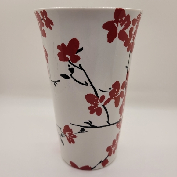222 Fifth Mia Blossom Red Porcelain Fine Tall Coffee Mug Cup - Picture 4 of 10